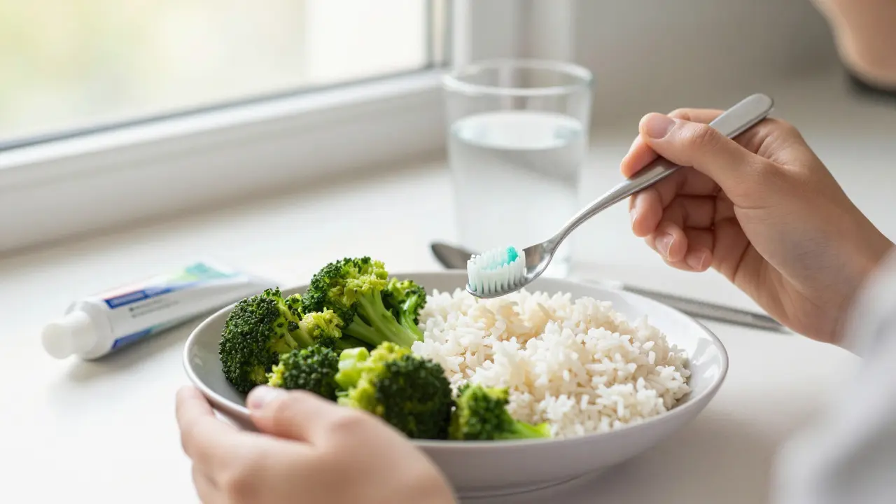 Osoba jí snadnou jídelníčkovou jídelnu šest hodin po pískování.