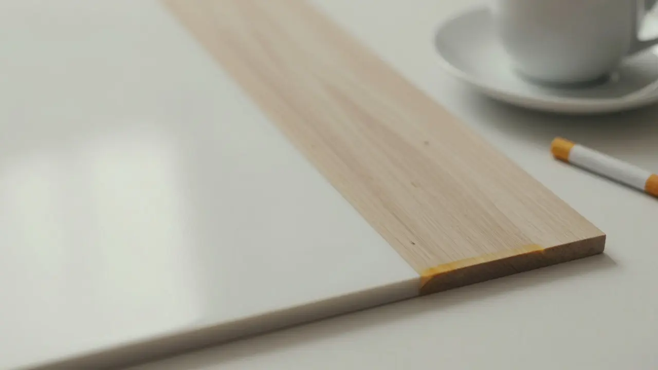 Composite veneer showing natural wear after five years of use