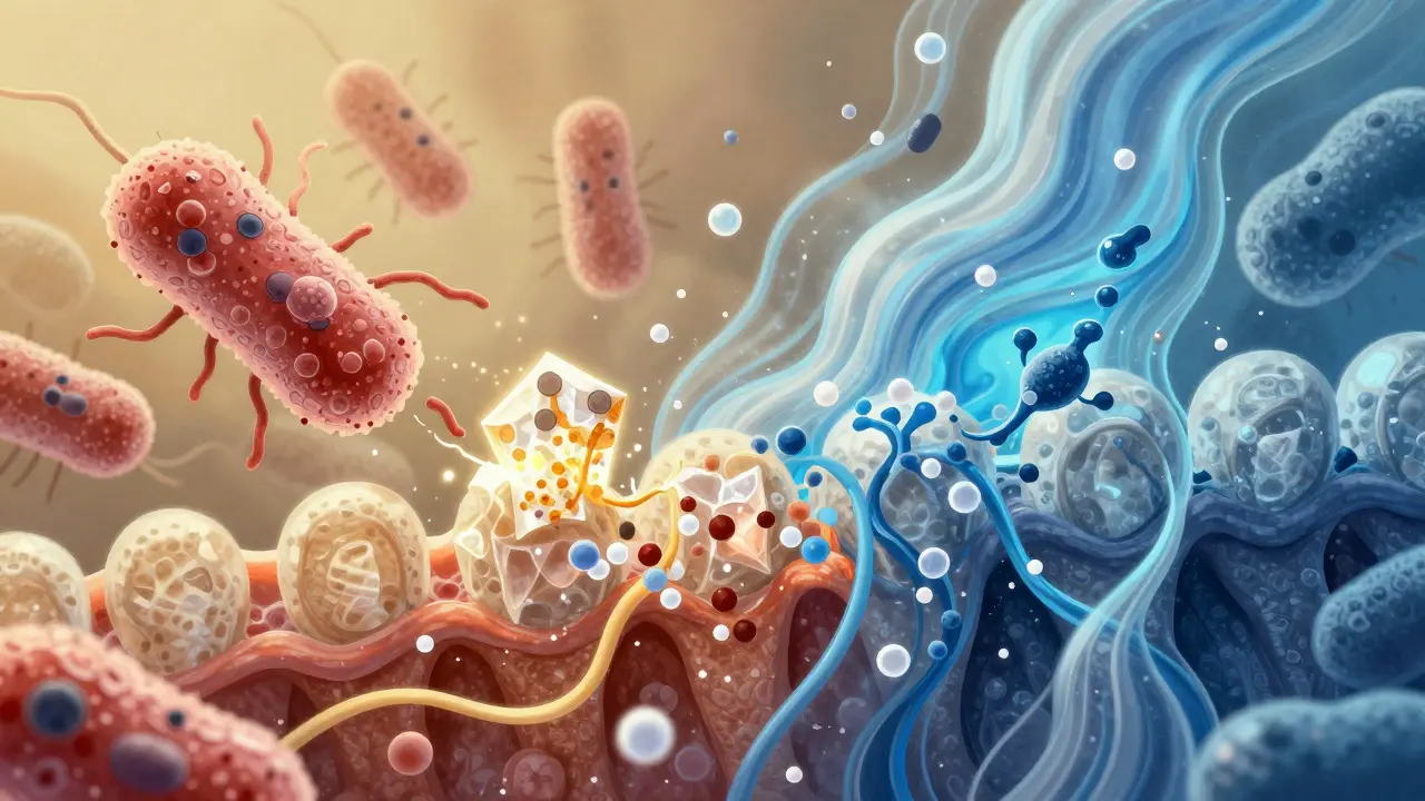 Mikroskopický proces obnovy zubní sklovině minerály z sliny a fluoridu.