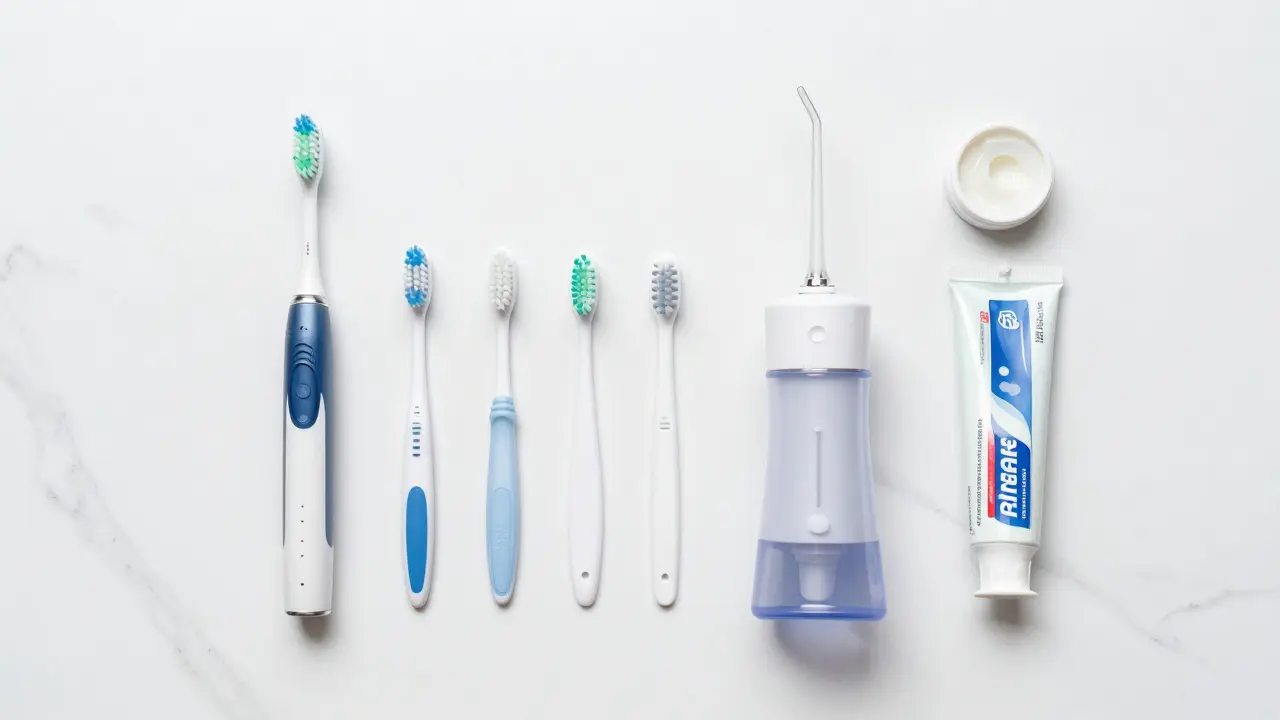 Hygienické pomůcky pro péči o fixní rovnátka na umyvadle