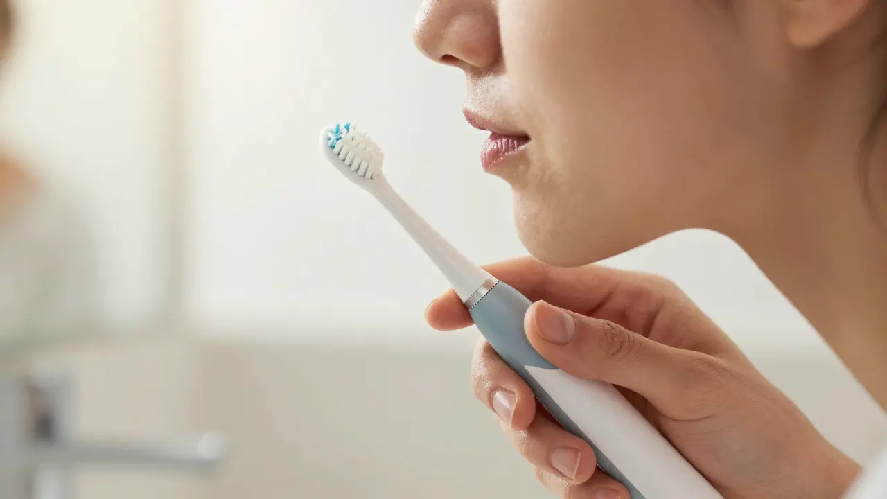 Správná technika čištění zubů pod úhlem 45 stupňů bez tlaku