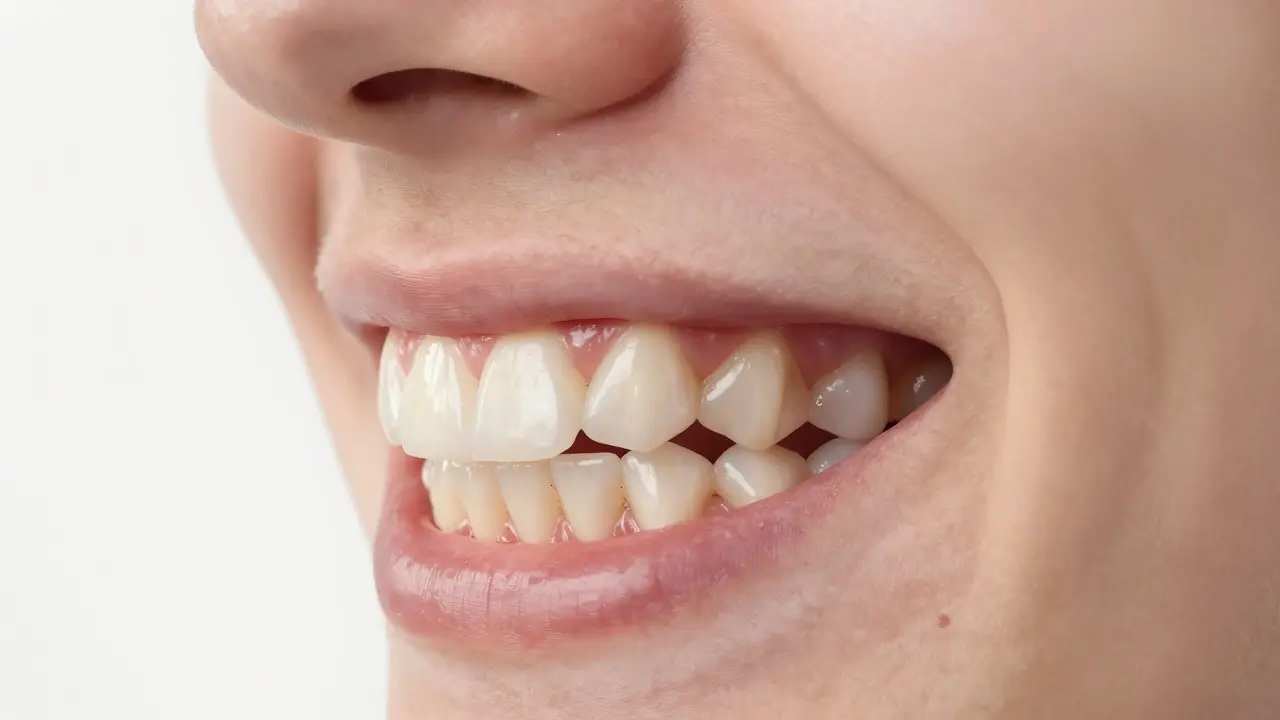 Co je nůžkový skus? Příčiny, rizika a řešení estetických fazet