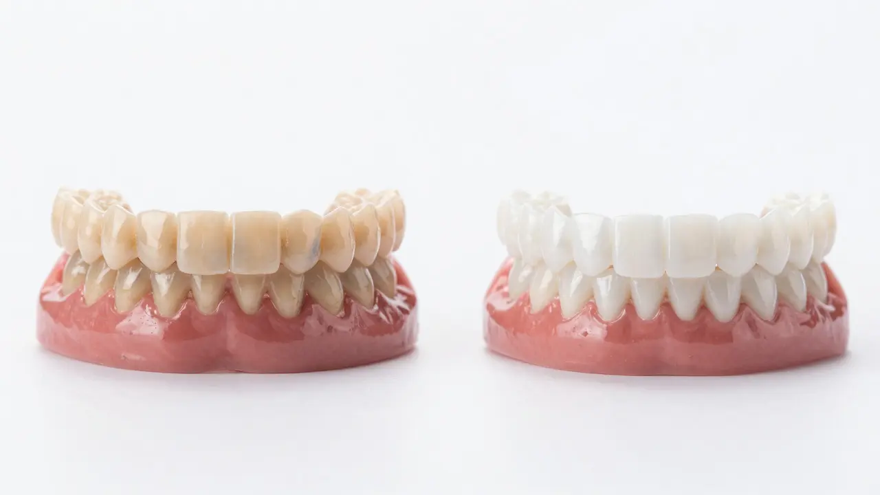 Srovnání zbarvených zubů a bílých keramických laminátů