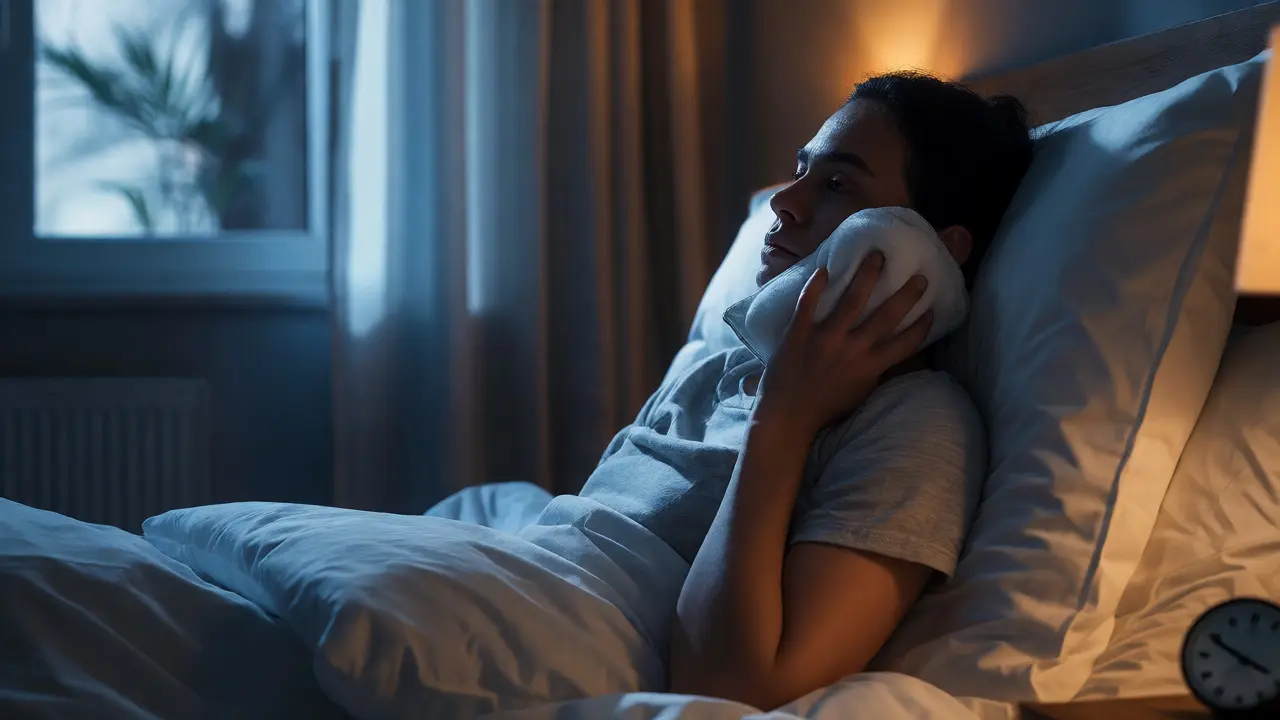 Spánek se zvýšenou polohou hlavy pro úlevu od zubní bolesti