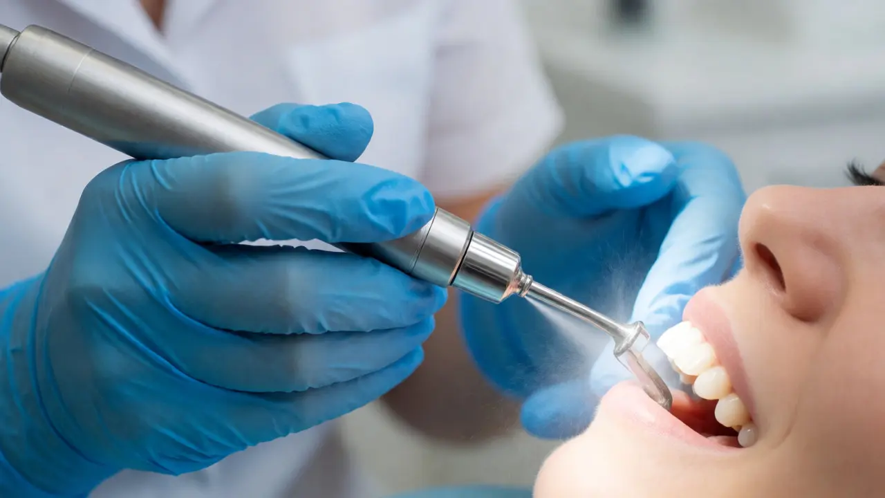 Zubní hygiena pomocí ultrazvukového přístroje odstraňujícího kámen